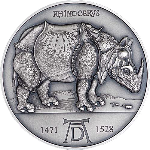 2021 דה מודרני של PowerCoin Rhinocerus albrecht Durer 550 שנה להיווסדו 2 עוז מטבע כסף 2000 פרנק קמרון