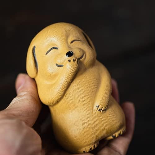 Gilltee yixing חרס סגול תה חיית מחמד יפהפיות כלב ג'יגה מקסימה, גלגל המזלות הסיני בעבודת יד צהוב צהוב קטן