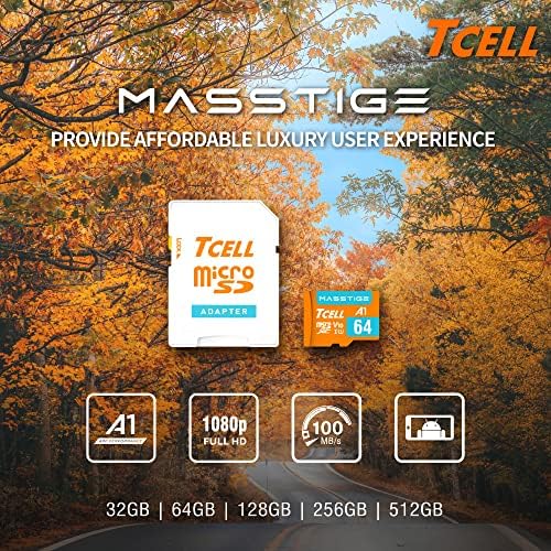 TCELL MASSTIGE 256GB MICROSDXC A1 USH-I U3 V30 100MB/S FULL HD & 4K UHD כרטיס זיכרון עם מתאם