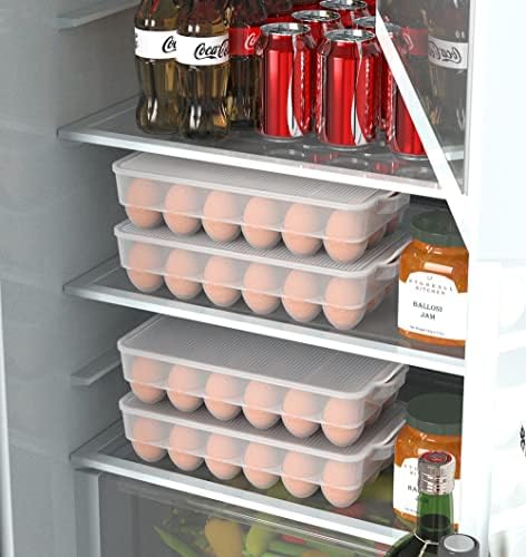ברור מכוסה ביצת מחזיק 3-חבילה, פלסטיק ביצת אחסון עבור מקרר, ביצת מגש מיכל עם מכסה, מתאים 18 ביצים