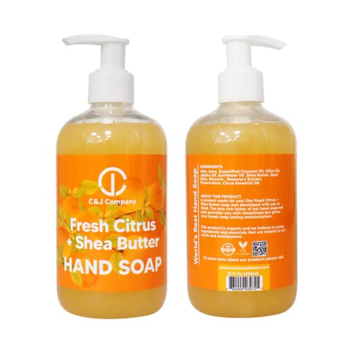 סבון ידיים של חברת סי אנד ג ' יי, עשוי מחמאת שיאה, הדרים טריים, שטיפת ידיים לחות, הכל טבעי, ללא אלכוהול,
