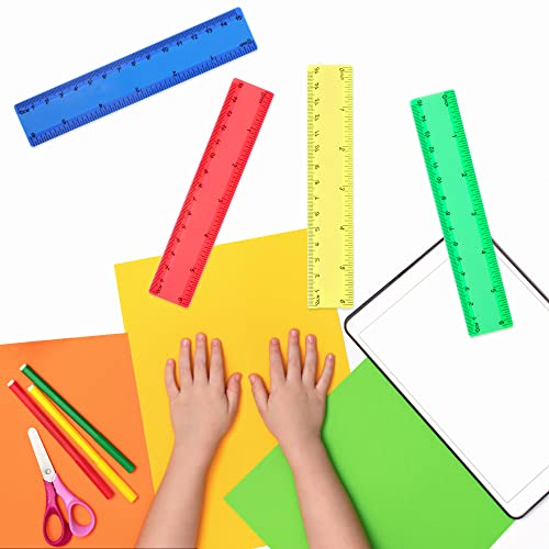 32 חבילות 6 אינץ שליטי פלסטיק שליט בתפזורת עם סנטימטרים וסנטימטרים ניסוח מדידת מיני שליטים לילדים בית