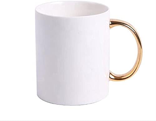 Mr.R כיתה AAA סובלימציה סובלימציה 6 סטים של מדיח כלים ספלי קפה קרמיקה לבנה עם ידית זהב 11oz ספל כוס