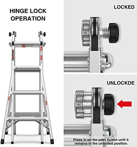 DKLGG סולם מסגרת, סולם 17ft סולם אלומיניום ללא החלקה סולם סולם סולם סולם 4 שלבים, סולם ישר רב עמדות עם