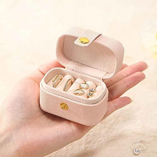 GOFIDIN 2PCS נייד מארגן תכשיטים קטן תצוגה נסיעות מיני קופסאות מיני מתנה מיני קופסאות עגיל עור שרשרת טבעת