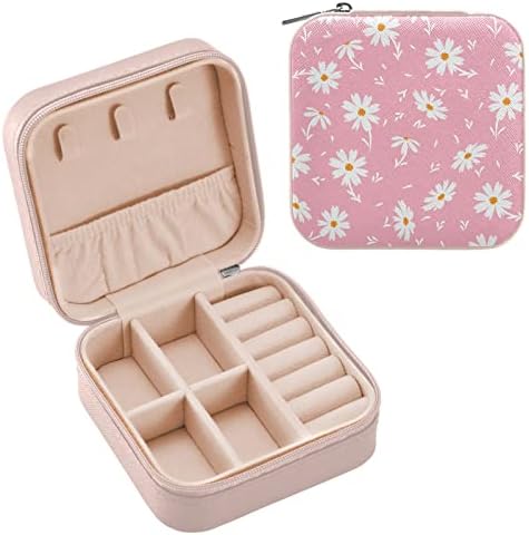 קופסת תכשיטים לנסיעות פרחים ורוד של Umiriko לנשים, מארגן תכשיטים קטנים של עור PU, קופסאות מחזיק אחסון מארז