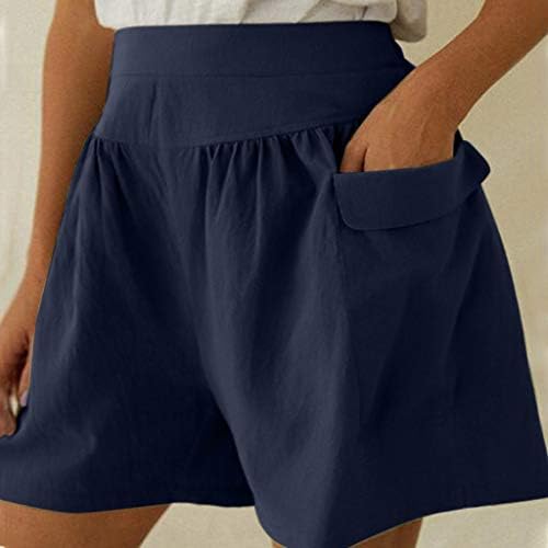 בקרת בטני נשים מכנסיים קצרים במותניים גבוהים מכנסי פשתן כותנה מכנסיים קצרים כותנה רופפת מכנסיים קצרים בצבע