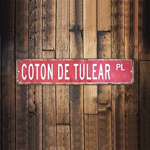 COTON DE TULEAR PL PL STREET STREET שלט בהתאמה אישית שלך טקסט מתכת קיר אמנות פלאק COTON DE