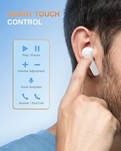 אוזניות אוזניות אלחוטיות אמיתיות, Bluetooth 5.1 אוזניות אלחוטיות באוזניים מיקרופון מובנה, עמוק בקרת מגע בסק