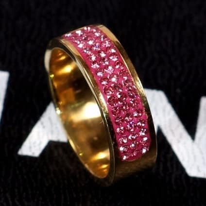 קולסו רוז זהב המותג המפורסם זירקון טבעת 8 מ מ חצי מעגל שלוש שורות קריסטל 316 ליטר טבעות אצבע