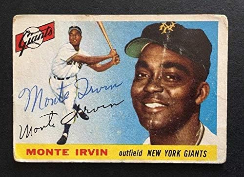 1955 Topps Monte Irvin 100 מקורי חתימת עט מנטה מקורית CBM CBM - כרטיסי חתימה עם חתימות בלונות בייסבול