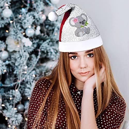 חמוד קואלה פאייטים חג המולד כובעי סנטה חג המולד כובע למבוגרים שמח חג המולד המפלגה תלבושות בני כובע