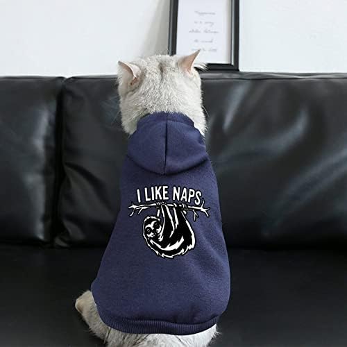 אני אוהב תנומות קפוצ'ונים של חיית מחמד עצלנים בגדי סווטשירט חמים עם כובע לכלב חתול
