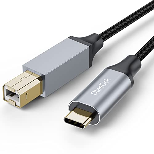 DTEEDCK USB B ל- USB C כבל 6.6ft, USB סוג C ל- USB B כבל מדפסת USB-B ל- USB-C חוט מהירות גבוהה של