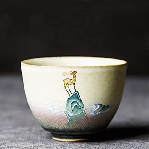 Dodouna Ceramic Ceramic Ficup Creative Retro צביעה צביעה צבי כוס מאסטר סינית משרד גונג פו ספל מים