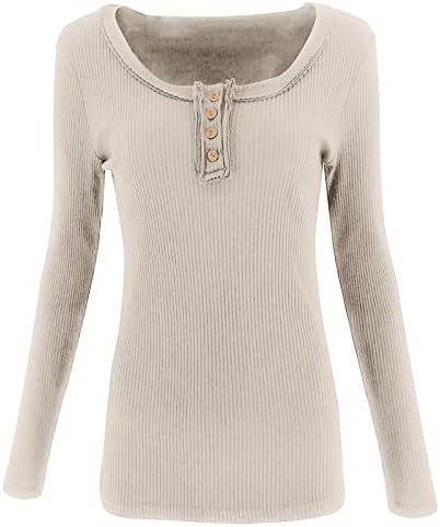 סוודרים לנשים צמרות שרוול ארוך חולצות מזדמן כפתור חולצות למטה חולצות סרוגות בסיסיות חורף חורף