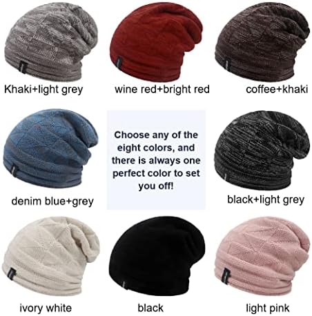 גברים של ונשים של גדול ראש ערימת כובע סתיו וחורף אוזן הגנה סרוג כובע יהלומי אקארד שני-צבע לחום