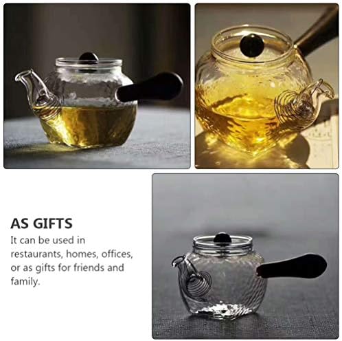 Luxshiny Meatiste Tea Kettle 260 מל קומקום זכוכית עם מסננת מסננת infuser וידית קומקום תה צלול של תה תה.