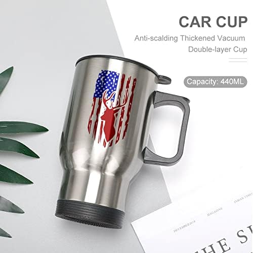 דגל אמריקאי מצוקה ציד צבי צבי נסיעות קפה קפה כוס נירוסטה מכונית קרח קרח עם ידית שפיכת הוכחה טוויסט