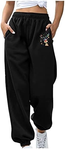2022 מכנסי טרנינג לנשים טרנדיות נוחות מותניים גבוהות בתוספת מכנסי טרנינג בגודל חג המולד נוח חדר