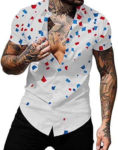 קיץ גברים חולצה יום העצמאות דגל 3 ד מודפס קרדיגן מזדמן קצר שרוול חולצה גדול וגבוה חולצות עבור