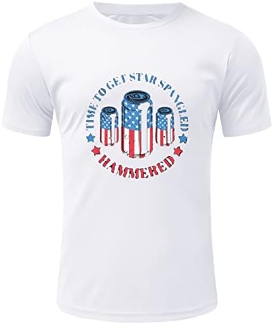 XXVR גברים פטריוטיים שרוול קצר חולצות קיץ אמריקה דגל אמריקה מכתב הדפס קרוואק צוואר מזדמן אופנה רופפת טיסה