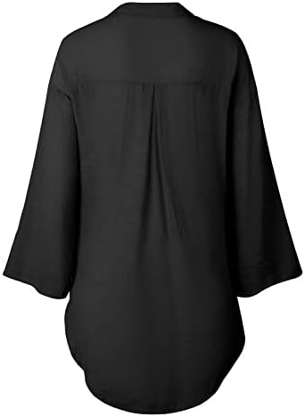 חולצות fqzwong לנשים, אופנה מזדמנת 3/4 כפתור שרוול למטה חולצות T גדולות