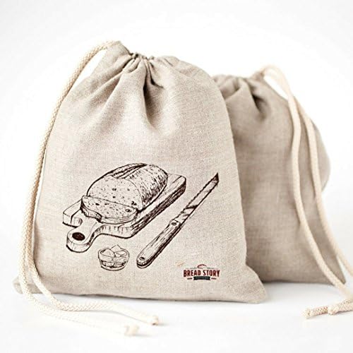 פשתן לחם שקיות-2-חבילה 11 איקס 15 מיוחד אמנות עיצוב טבעי מולבן פשתן לשימוש חוזר מזון אחסון עבור תוצרת בית