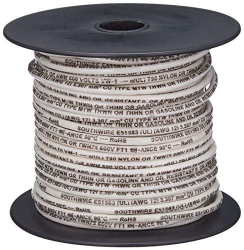 Southwire 22965852 Simpull Thhn או Thwn2, 12 מד חוט תקוע, 100 'לכל גליל, לבן