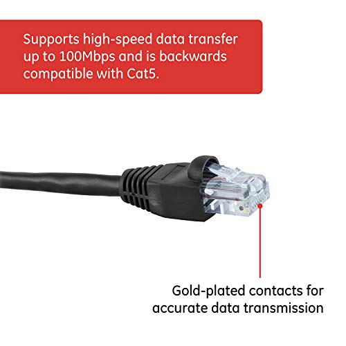 GE CAT5E כבל Ethernet, כבל Ethernet 3ft, עד 100 מגהביט לשנייה, מדורג 100 מגה הרץ, UTP, למכשירי אינטרנט