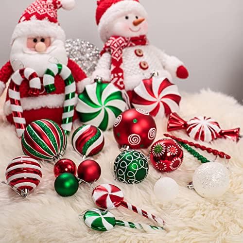 ולרי מדלין מסורתי אדום ירוק לבן חג המולד כדור קישוטי צרור