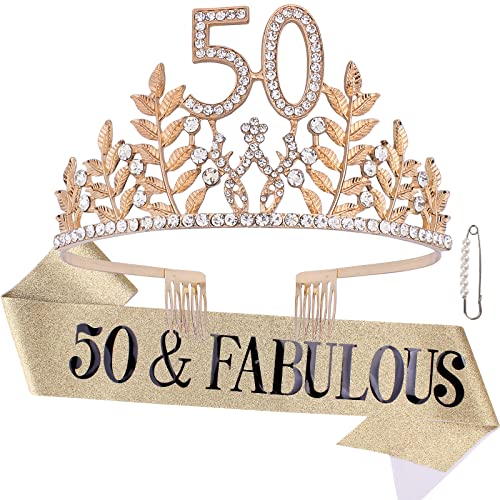 סמאטו 50 וערכת כתר ואבנט נהדרת ליום הולדת-מתנות יום הולדת 50 לנשים ציוד למסיבת יום הולדת 50