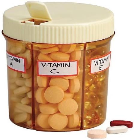 ויטניזר - 6 תא הגלולה ארגונית / ויטמין ארגונית עם קל להפוך מכסה עצמי דבק תוויות