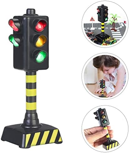 Toymytoy מנורת תנועה מעניינת שלטי בנייה כביש צעצועים צעצועים תנועה 4 יחידות מיני מנורות מיני