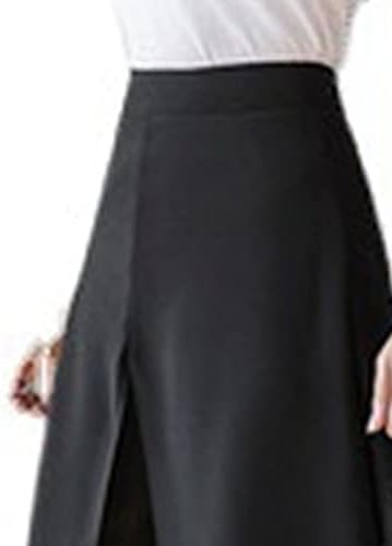 Maiyifu-GJ לנשים רחבות רגל שיפון שמלת שיפון מכנסיים מותניים גבוהים מכנסי רגל רחבים אלגנטיים מכנסיים