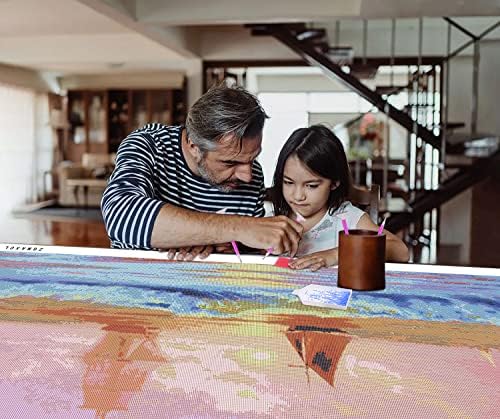 ZGMAXCL 5D ערכות ציור יהלומים DIY למבוגרים וילדים עגולים מקדחה מלאה ים וסירת מפרש ריינסטון בגודל גדול
