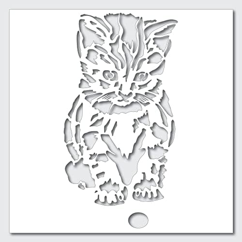 קיטי חתול וכדור שסטנסיל הטוב ביותר הוויניל שבלונות גדולות לציור על עץ, בד, קיר וכו '-מולקייק