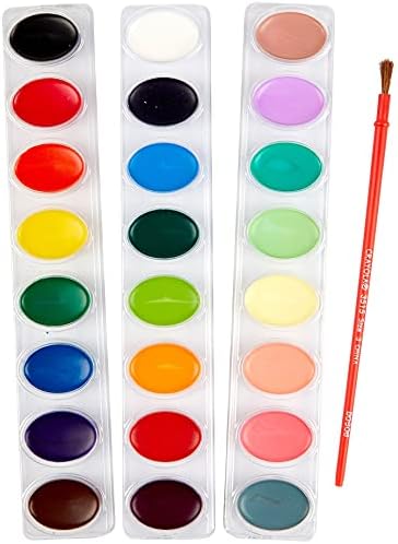 Crayola 24 CT צבעי מים רחיצים קלים לניקוי, 24 צבעי צבעי מים רחיצים בהירים, מברשת צבע 1, גיל 3+