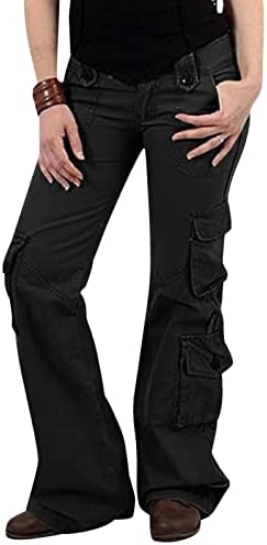 מכנסי מטען לנשים Uqrzau עם כיסים מכנסיים רחבים מכנסי ג'ינס רחבים מכנסי רגל רופפים מכנסיים ארוכים 2023