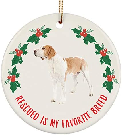 מתנות כלבים של קרם לבנה אמריקאית מצחיקה 2023 קישוטים לעץ חג המולד שחולצו הוא מעגל הקרמיקה הגזע האהוב עלי