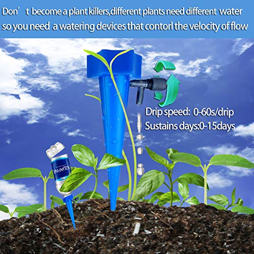 דוקרני השקיה של צמח עצמי 12 חבילות טפטופים אוטומטיים מכשירי השקיה חופשה צמחים אוטומטיים מערכת מים עם תכנון מתג