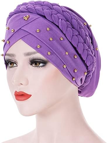 נשים אלסטיות כובע טורבן קשור עוטף ראש מוסלמי טוויסט רך טוויסט קשר בלבוש נשים נמתחות כובע כימיה כובע