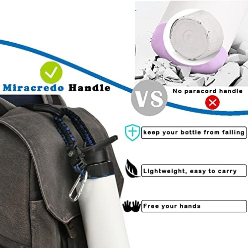 Miracredo 【2 צבעים】 מחזיק Paracord ותחום תחתון סיליקון לבקבוקי מים, שרוולי הגומי עם טבעת סיליקון ומגף בקבוק