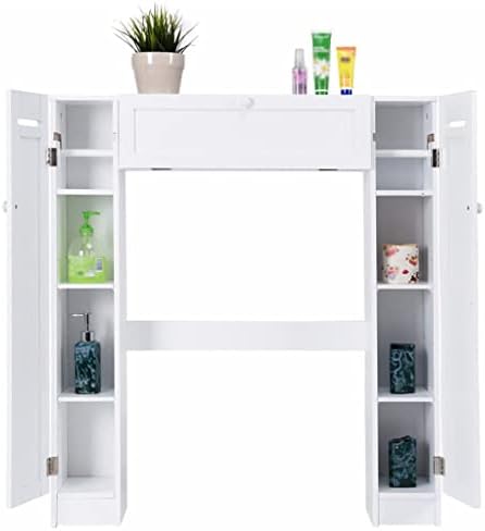 WYKDD מדף לבן מעץ בארון אחסון לשירותים שטח שטח שטח שטח ארון אמבטיה ריהוט ביתי