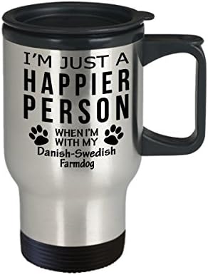 חובב כלבים טיול ספל קפה-אדם מאושר יותר עם כלב חקלאי דני-שוודי-מתנות הצלה בעלים