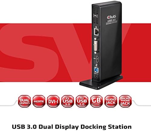 Club3D USB 3.0 תצוגה כפולה תחנת עגינה DVI/HDMI