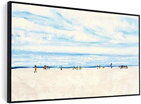 ציור שמן נוף שצויר ביד, חוף ים חוף חג סלון קישוט ציור מודרני מינימליסטי חדר שינה ציור קיר אופקי גדול, 150 על