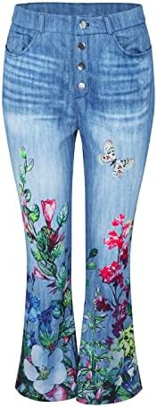 מארחים ג'ינס ג'ינס ג'ינס מג'ינס בנות וינטג 'ג'ינס מודפסים מלחמה גבוהה ג'ינס פעמון ג'ינס תחתון ג'ינס תחתון