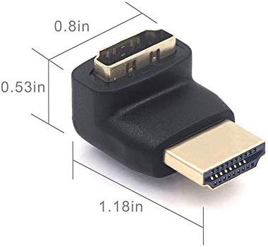 VCELINK 6-PACK 4K HDMI 90 מעלות ותאם מתאם 270 מעלות עם 2 חבילות 8K HDMI Flat 90 מעלות ומתאם 270 מעלות