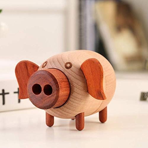 ZLBYB קופסת מוזיקת ​​חזיר מעץ יצירה למשפחה, חברים ובנות, קישוט ביתי